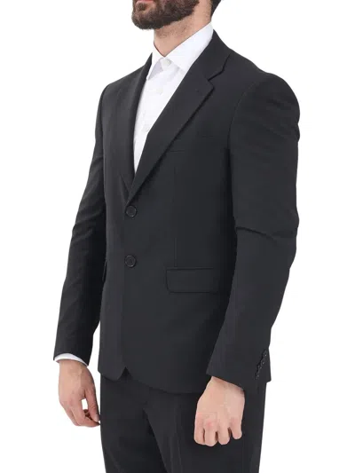I M Brian Black Polyester Viscose Elastane Rounded Jacket
