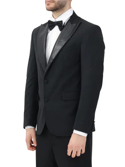 I M Brian Black Polyester Wool Elastane Sequins Jacket