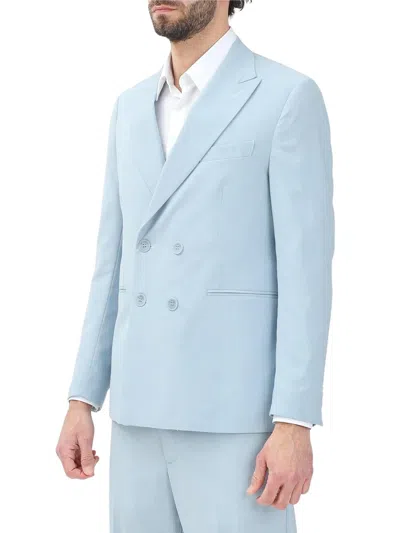 I M Brian Light Blue Polyester Viscose Elastane Jacket