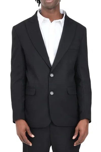 I M Brian Rounded Black Blazer With Button Closure