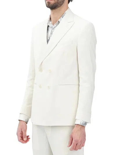 I M Brian White Polyester Viscose Elastane Double-breasted Jacket