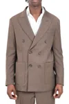 I M Brian Wool Blend Double-breasted Jacket - Brown In Brown