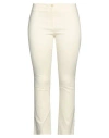 I Malloni Woman Pants Ivory Size 10 Linen, Cotton, Polyamide, Elastane In White
