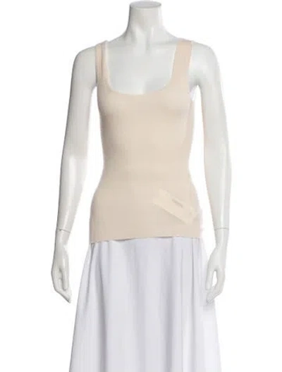 Pre-owned I Pezzi Dipinti Cashmere Square Neckline Top In Neutral