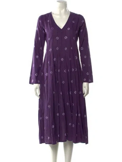 Pre-owned I Pezzi Dipinti Printed Midi Length Dress In Purple