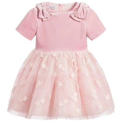 I Pinco Pallino Kids' Girls Pink Velvet & Lace Dress