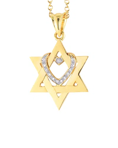 I. REISS I. REISS 14K 0.08 CT. TW. DIAMOND INTERLOCKING STAR OF DAVID & HEART NECKLACE