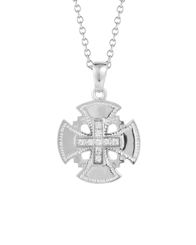 I. Reiss 14k 0.10 Ct. Tw. Diamond Cross Necklace In Silver