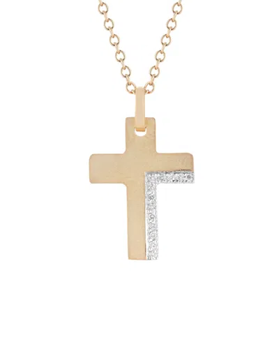 I. Reiss 14k 0.10 Ct. Tw. Diamond Cross Necklace In Transparent