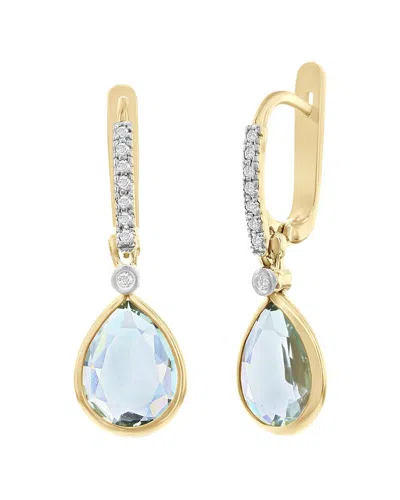 I. Reiss 14k 0.14 Ct. Tw. Diamond & Blue Topaz Earrings In Gold