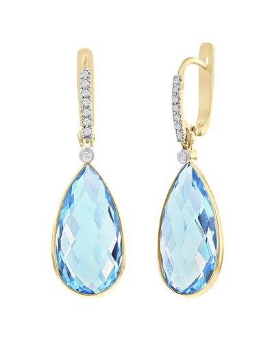 I. Reiss 14k 0.14 Ct. Tw. Diamond & Blue Topaz Earrings In Gold