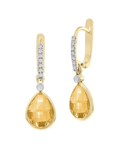 I. Reiss 14k 0.14 Ct. Tw. Diamond & Citrine Earrings In Gold