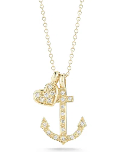I. Reiss 14k 0.20 Ct. Tw. Anchor & Heart Charm Necklace
