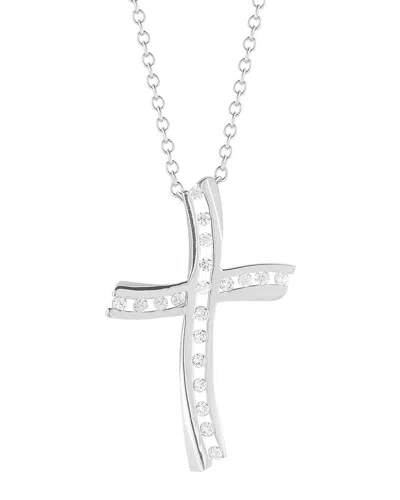 I. Reiss 14k 0.20 Ct. Tw. Diamond Cross Necklace In Metallic