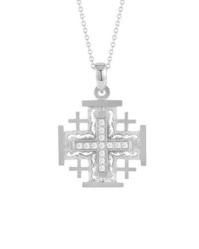 I. Reiss 14k 0.30 Ct. Tw. Diamond Cross Necklace In Silver
