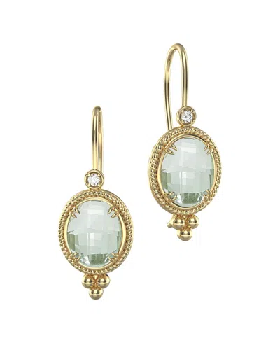 I. REISS I. REISS 14K 10.57 CT. TW. DIAMOND & GREEN AMETHYST DROP EARRINGS