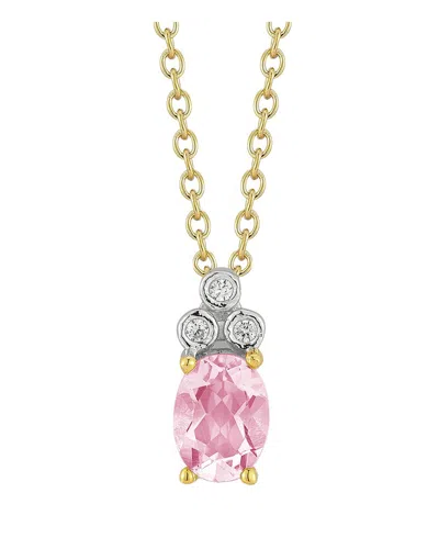 I. Reiss 14k 1.16 Ct. Tw. Diamond & Rose Quartz Necklace In Gold