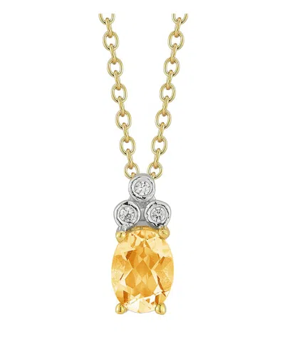 I. Reiss 14k 1.22 Ct. Tw. Diamond & Citrine Necklace In Gold