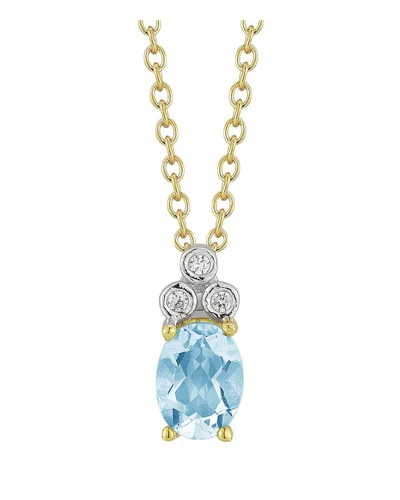 I. Reiss 14k 1.55 Ct. Tw. Diamond & Blue Topaz Necklace In Gold