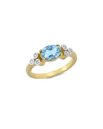 I. Reiss 14k 1.59 Ct. Tw. Diamond & Blue Topaz Cocktail Ring
