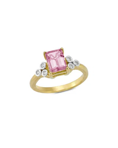 I. REISS I. REISS 14K 1.59 CT. TW. DIAMOND & PINK TOURMALINE COCKTAIL RING
