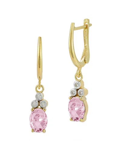 I. Reiss 14k 2.31 Ct. Tw. Diamond & Rose Quartz Dangle Earrings In Metallic