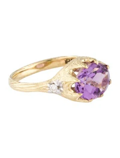 Pre-owned I. Reiss 14k 2.39ct Amethyst & Diamond Cocktail Ring In Multi