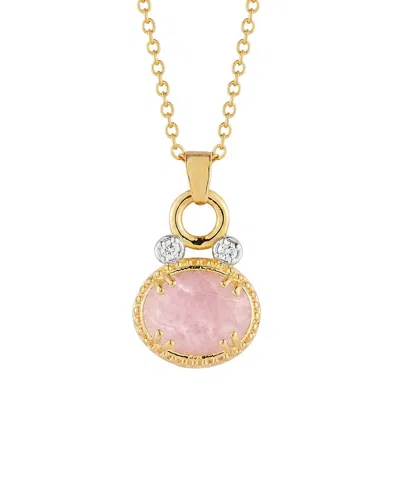 I. Reiss 14k 2.50 Ct. Tw. Diamond & Rose Quartz Necklace In Gold