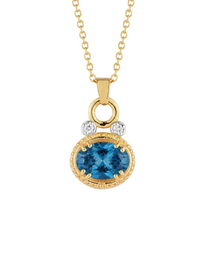 I. Reiss 14k 3.05 Ct. Tw. Diamond & London Blue Necklace