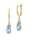 I. Reiss 14k 3.09 Ct. Tw. Diamond & Blue Topaz Dangle Earrings