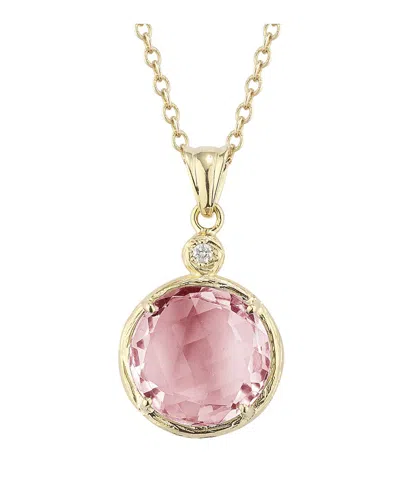 I. Reiss 14k 3.14 Ct. Tw. Diamond & Rose Quartz Necklace In Gold