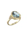 I. Reiss 14k 3.15 Ct. Tw. Diamond & Blue Topaz Ring