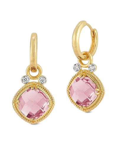 I. Reiss 14k 4.14 Ct. Tw. Diamond & Rose Quartz Earrings