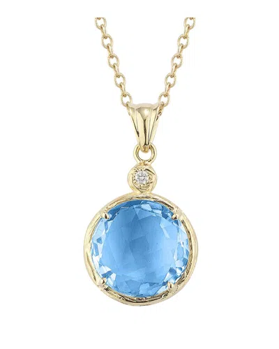 I. Reiss 14k 4.27 Ct. Tw. Diamond & Blue Topaz Necklace In Gold