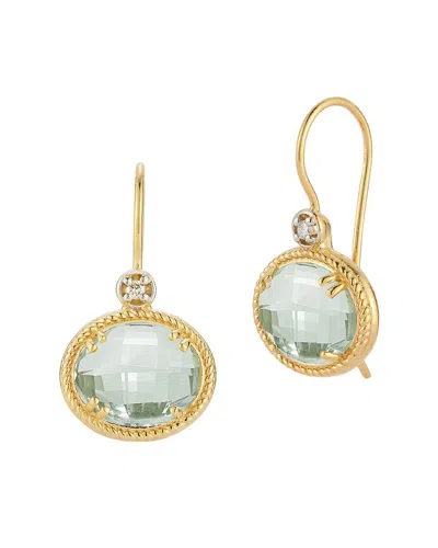 I. Reiss 14k 5.04 Ct. Tw. Diamond & Green Amethyst Earrings
