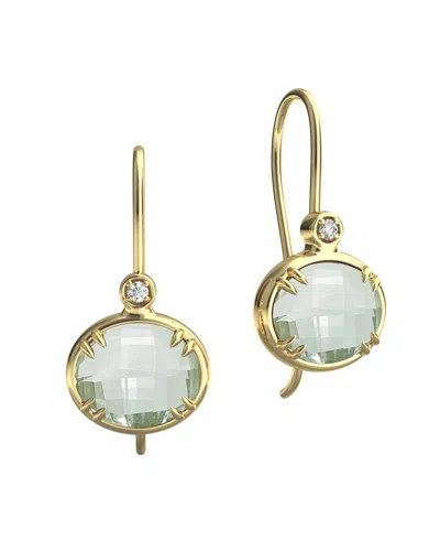 I. Reiss 14k 5.05 Ct. Tw. Diamond & Green Amethyst Earrings