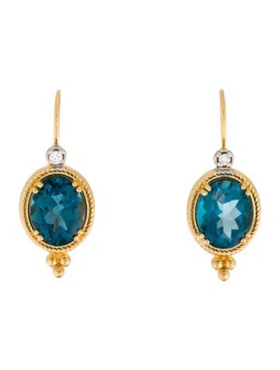 Pre-owned I. Reiss 14k 6.60ctw Topaz & Diamond Drop Earrings In Multi