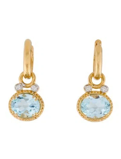 Pre-owned I. Reiss 14k 6.60ctw Topaz & Diamond Drop Earrings In Multi