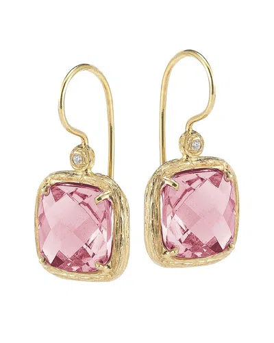 I. Reiss 14k 6.74 Ct. Tw. Diamond & Rose Quartz Earrings In Gold