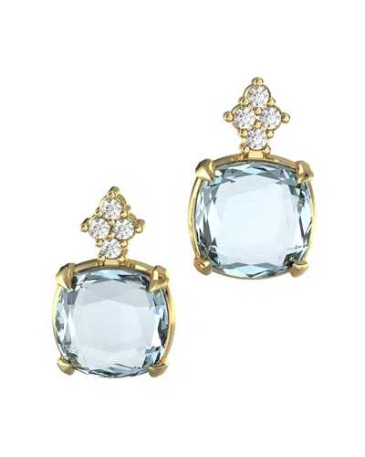I. Reiss 14k 7.20 Ct. Tw. Diamond & Blue Topaz Drop Earrings