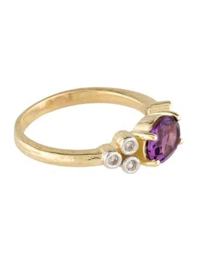 Pre-owned I. Reiss 14k Amethyst & Diamond Cocktail Ring In Multi