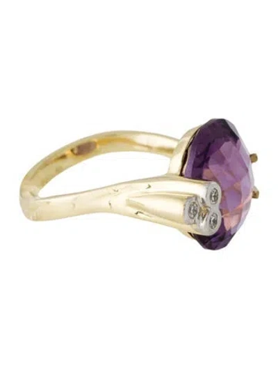 Pre-owned I. Reiss 14k Amethyst & Diamond Cocktail Ring In Multi