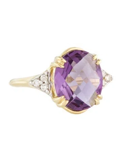 Pre-owned I. Reiss 14k Amethyst & Diamond Cocktail Ring In Multicolor