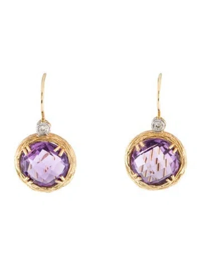 Pre-owned I. Reiss 14k Amethyst & Diamond Earrings In Multi