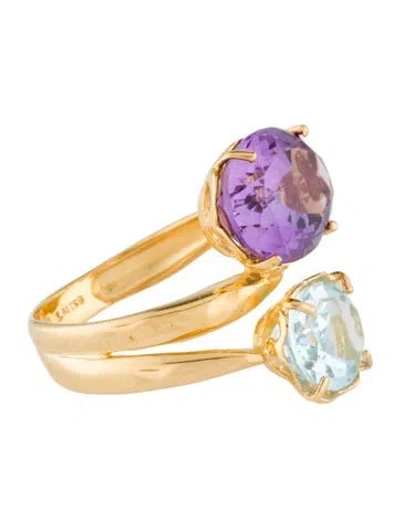 Pre-owned I. Reiss 14k Amethyst & Topaz Cocktail Ring In Multi