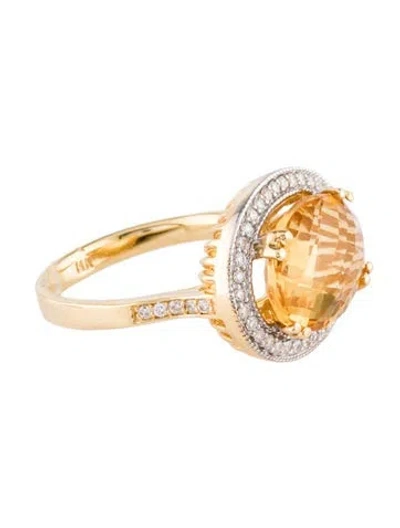 Pre-owned I. Reiss 14k Citrine & Diamond Cocktail Ring In Multi