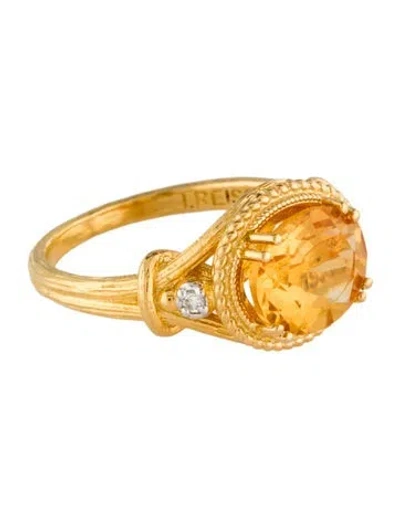 Pre-owned I. Reiss 14k Citrine & Diamond Cocktail Ring In Multi