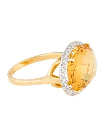 Pre-owned I. Reiss 14k Citrine & Diamond Cocktail Ring In Multi