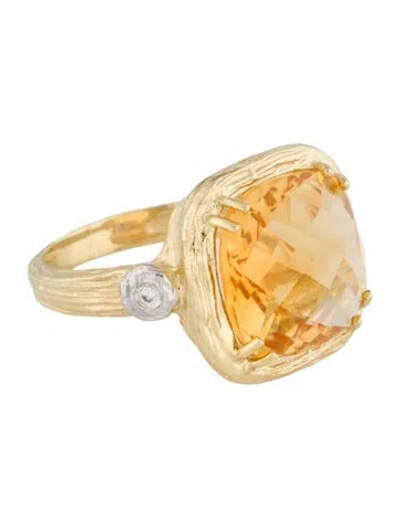 Pre-owned I. Reiss 14k Citrine & Diamond Cocktail Ring In Multi