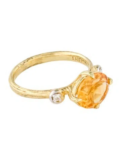 Pre-owned I. Reiss 14k Citrine & Diamond Cocktail Ring In Multi